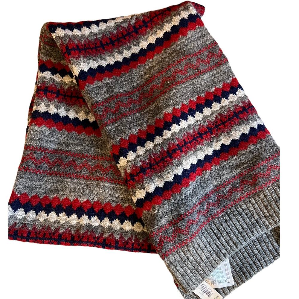 GAP cozy knit long wool blend Fair Isle Print scarf
